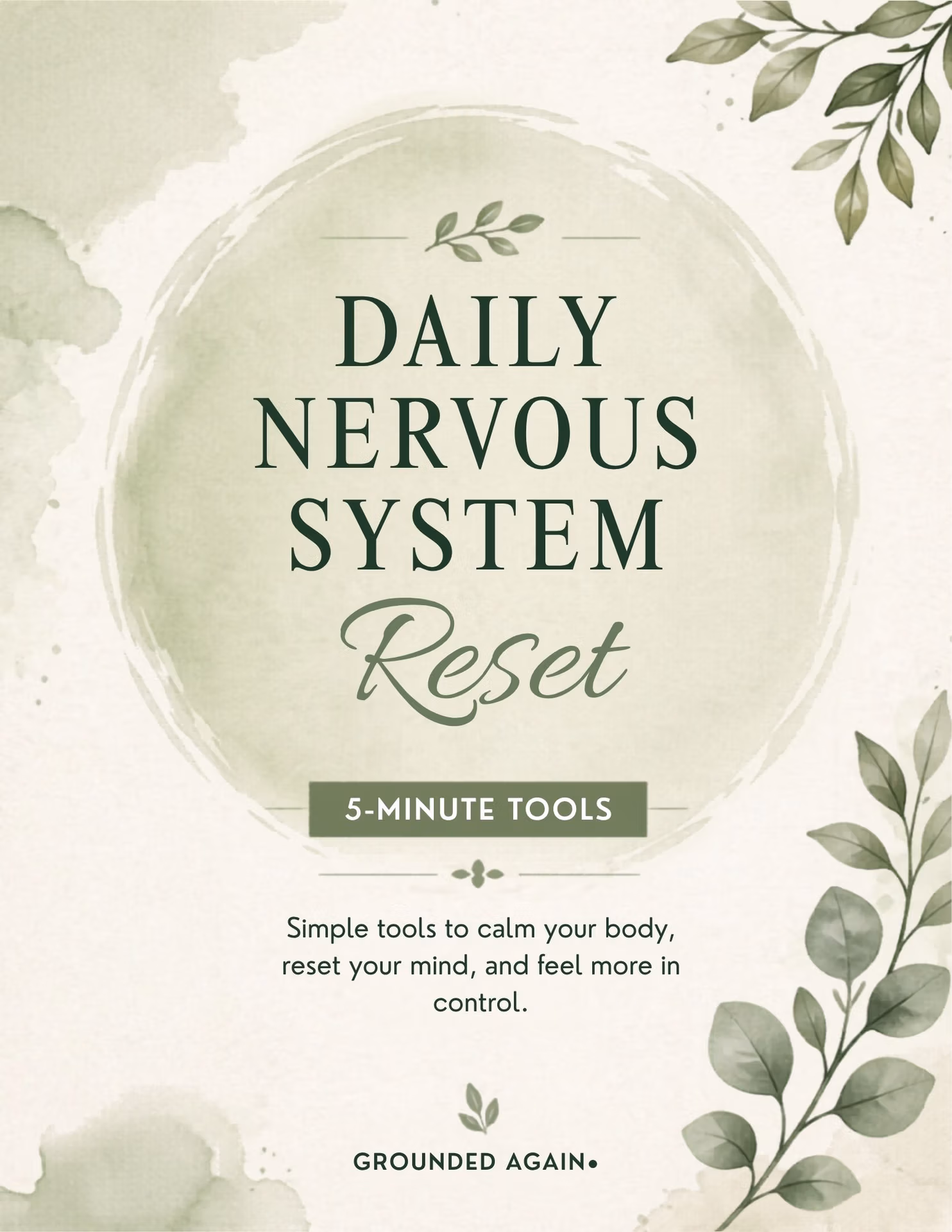 Daily Nervous System Reset therapy resource cover with 5-minute tools to calm the body and reset the mind